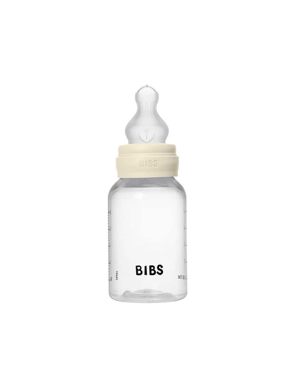 Bibs πλαστικό μπιμπερό με θηλή σιλικόνης αργής ροής 0 μηνών+ 150ml ivory 12.50161216