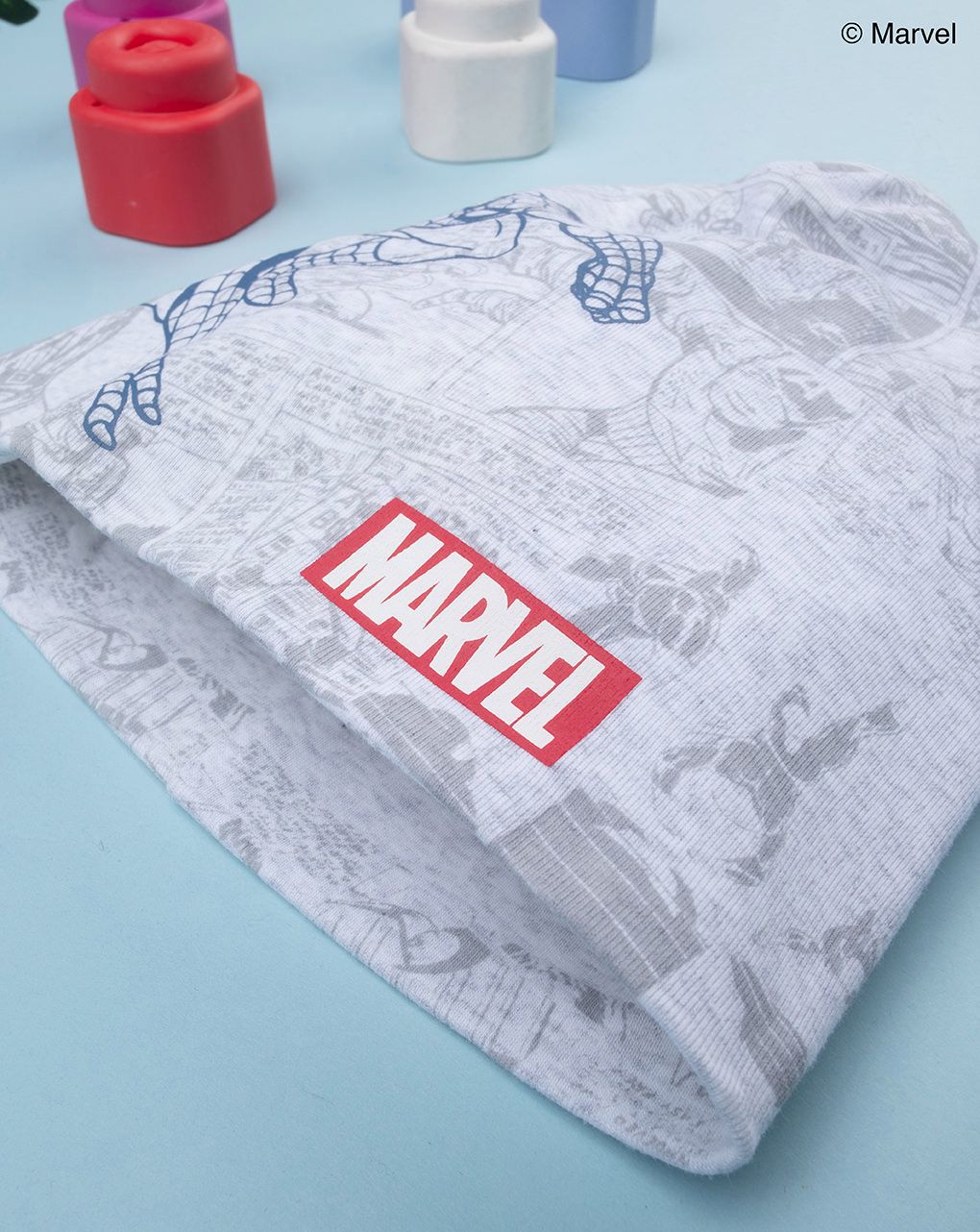 παιδικό σκουφάκι γκρι με τον spiderman για αγόρι - Prénatal