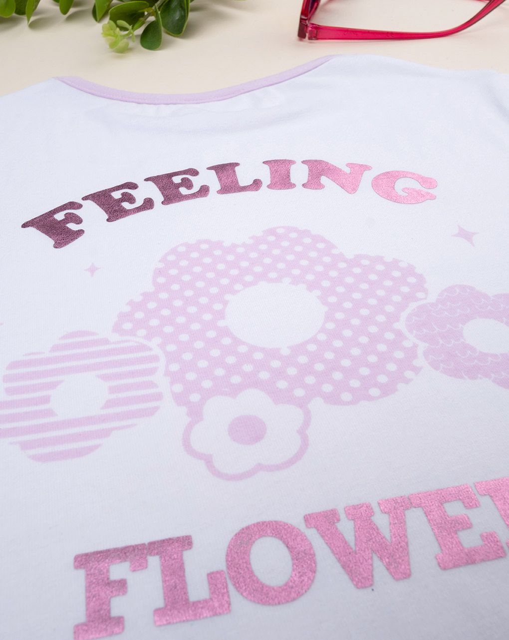 παιδικό t-shirt λευκό/λιλά feeling flowers για κορίτσι - Prénatal