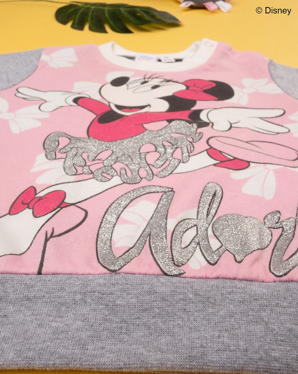 βρεφική πιτζάμα γκρι/φούξια minnie mouse για κορίτσι - Prénatal