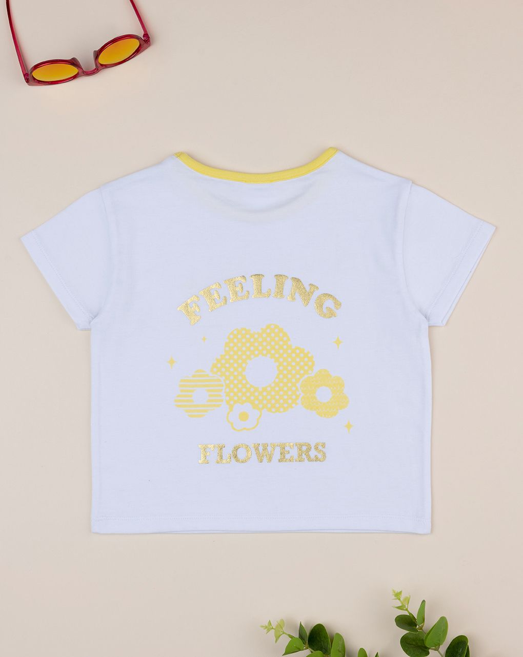 παιδικό t-shirt λευκό/κίτρινο feeling flowers για κορίτσι - Prénatal