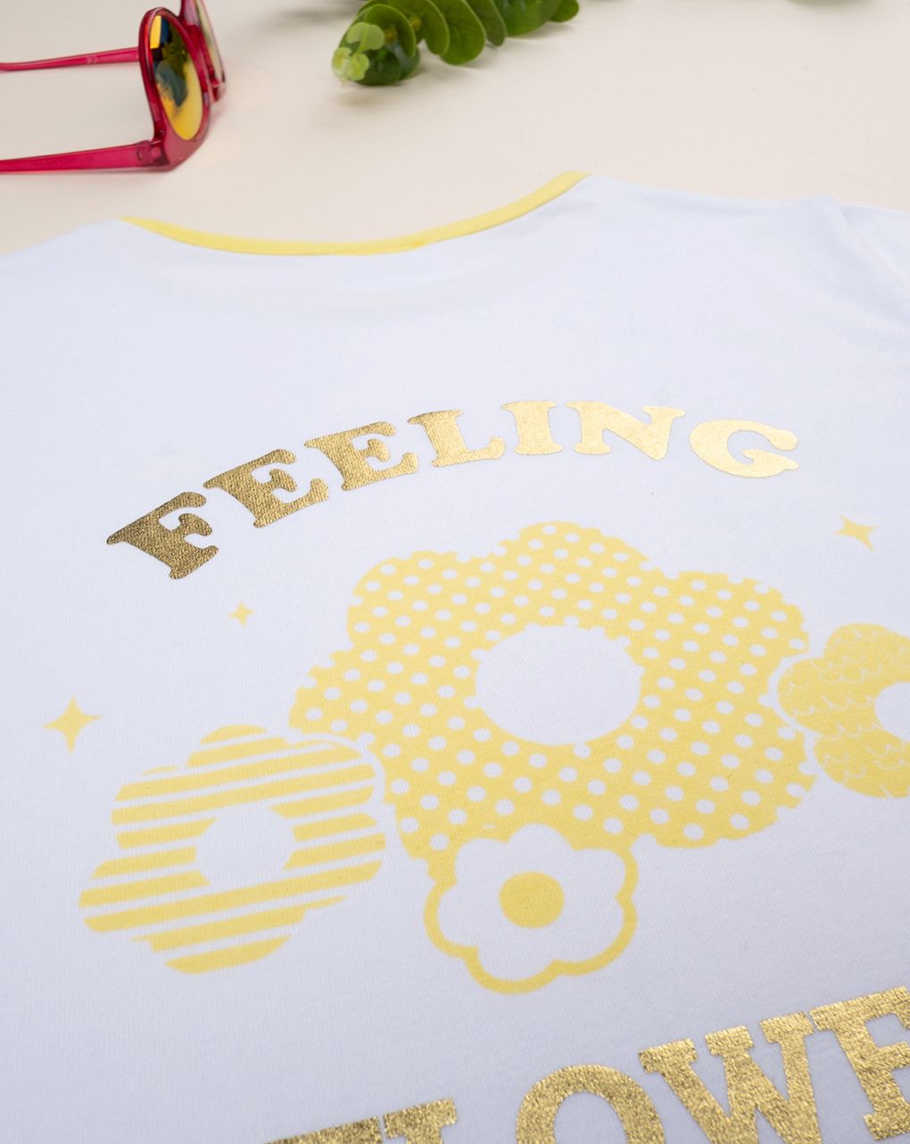 παιδικό t-shirt λευκό/κίτρινο feeling flowers για κορίτσι - Prénatal