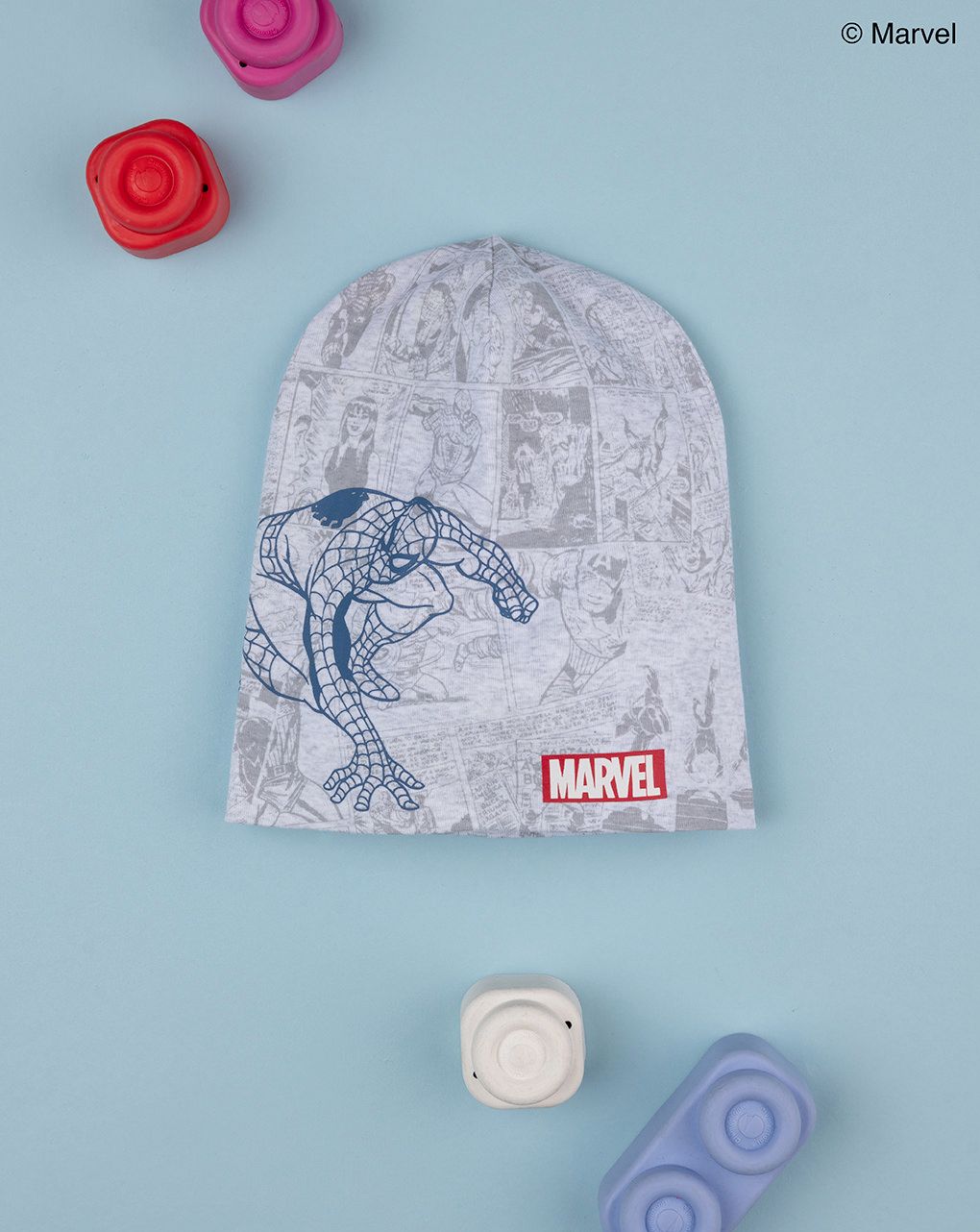 παιδικό σκουφάκι γκρι με τον spiderman για αγόρι