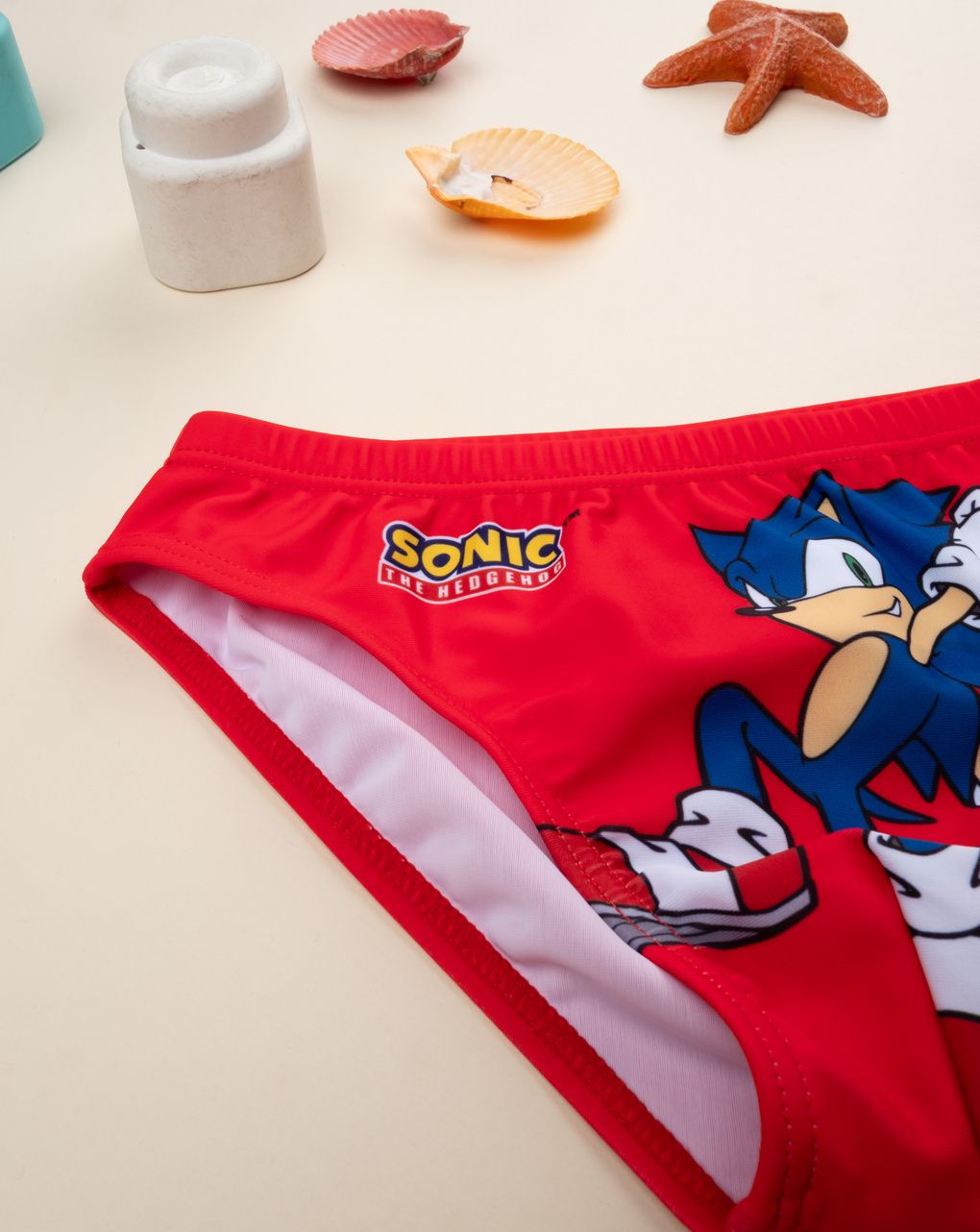 παιδικό μαγιό σλιπ κόκκινο με sonic για αγόρι - Prénatal