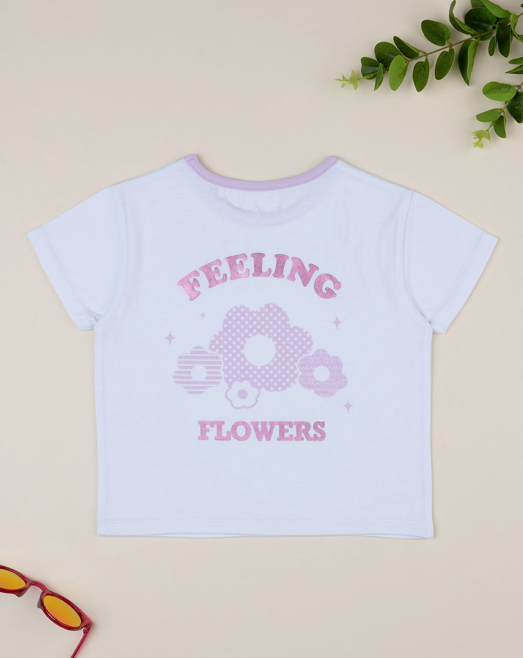 παιδικό t-shirt λευκό/λιλά feeling flowers για κορίτσι - Prénatal