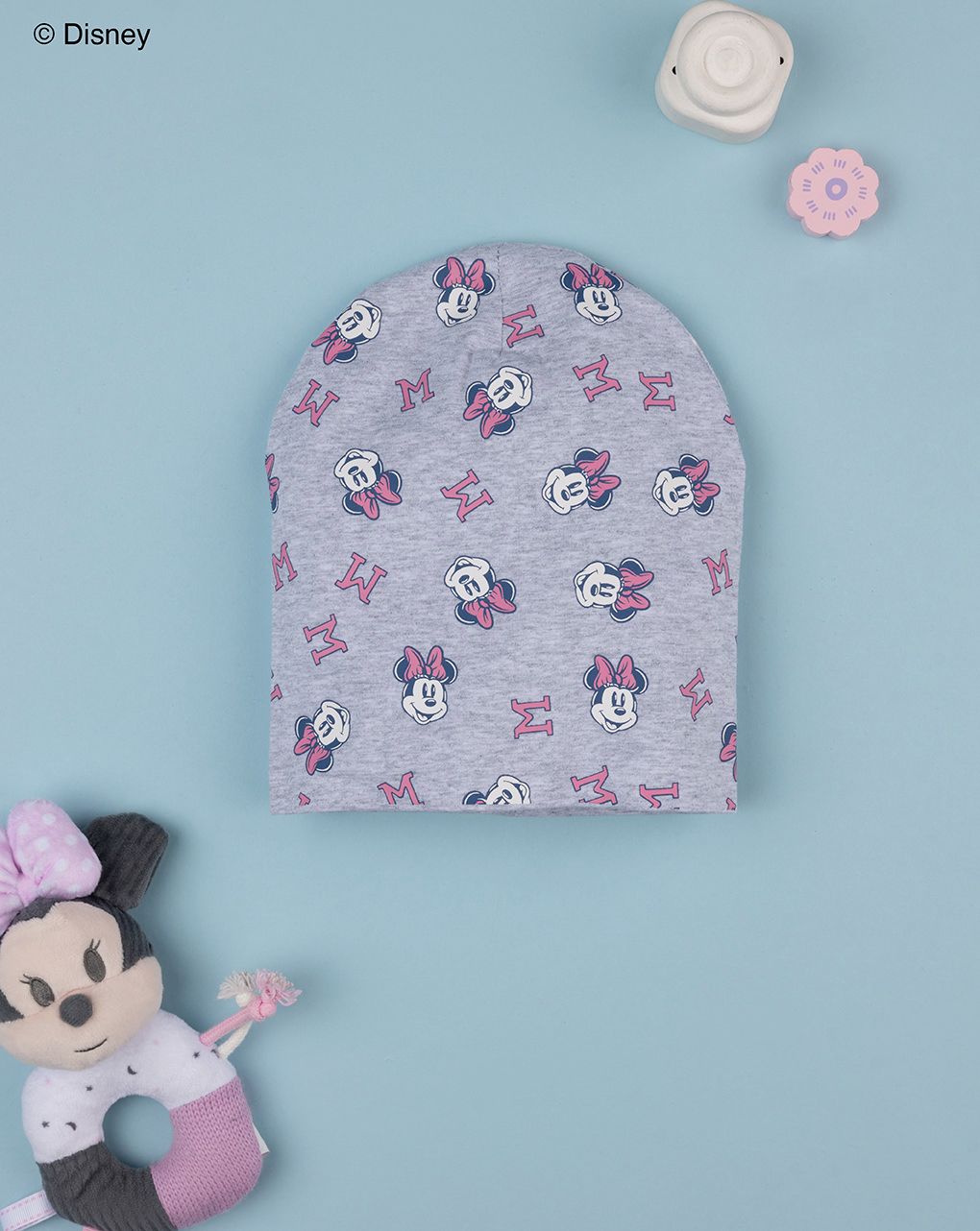 παιδικό σκουφάκι γκρι με τη minnie για κορίτσι