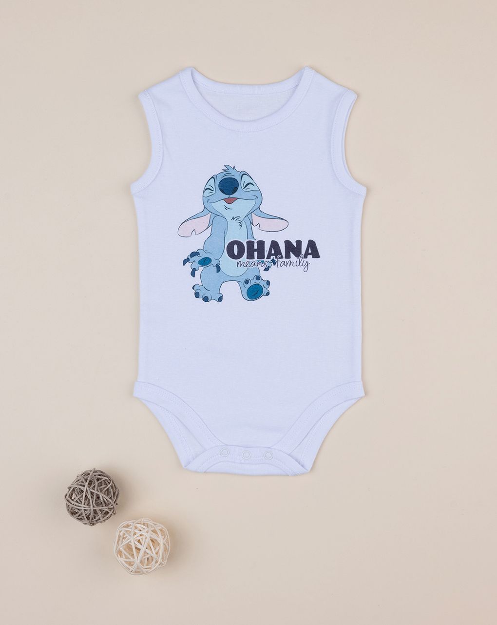 βρεφικό αμάνικο κορμάκι λευκό lilo & stitch για αγόρι