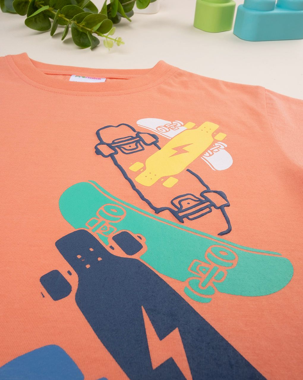 παιδικό t-shirt πορτοκαλί skate για αγόρι - Prénatal