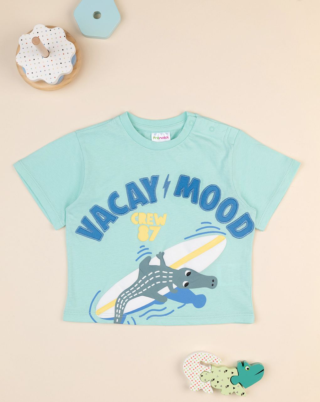 βρεφικό t-shirt τιρκουάζ surf για αγόρι