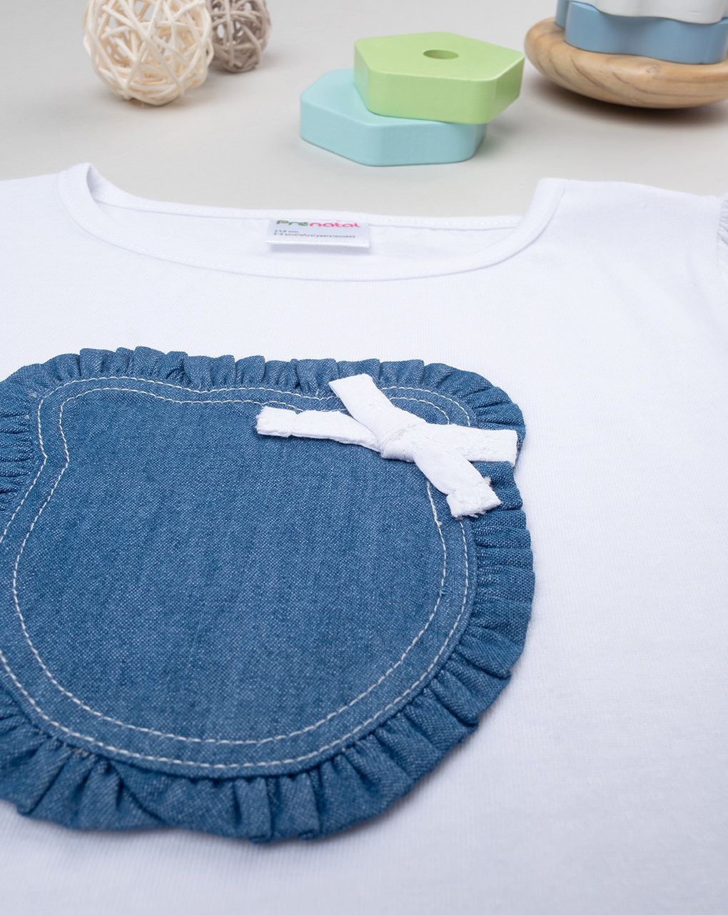 παιδικό t-shirt λευκό με αρκουδάκι denim για κορίτσι - Prénatal
