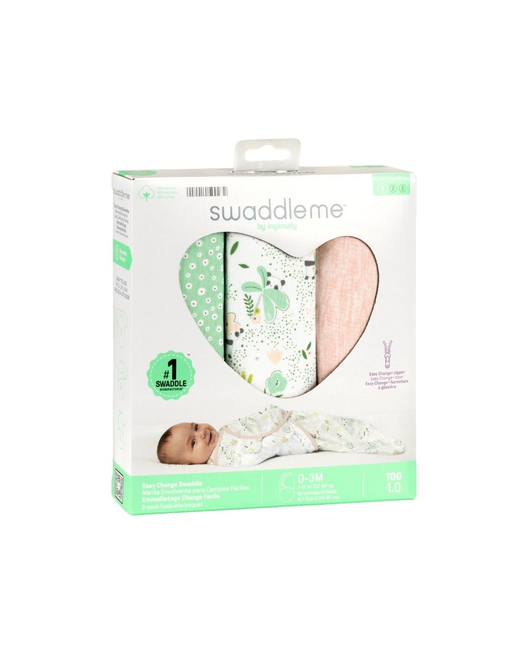 Swaddleme™ by ingenuity™ πάνα αγκαλιάς easy change swaddle peekaboo panda 59023 - Swaddleme