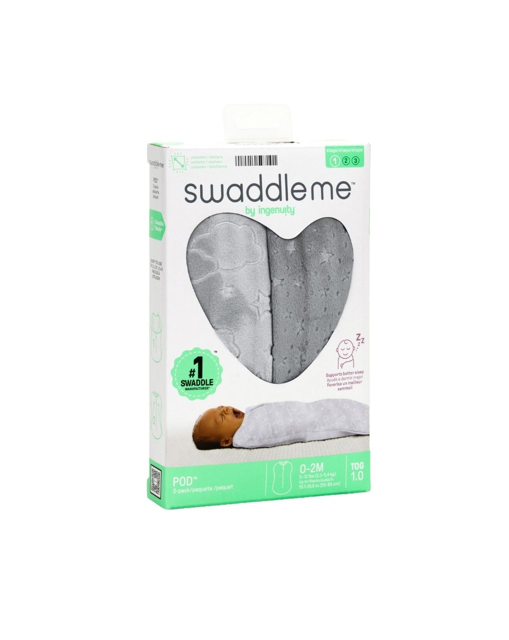 Swaddleme™ by ingenuity™ πάνα αγκαλιάς velboa clouds & stars 59710 - Swaddleme