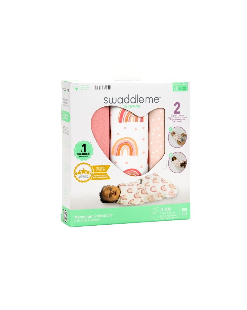 Swaddleme™ by ingenuity™ πάνα αγκαλιάς monogram collection™ rainbow 17034 - Swaddleme