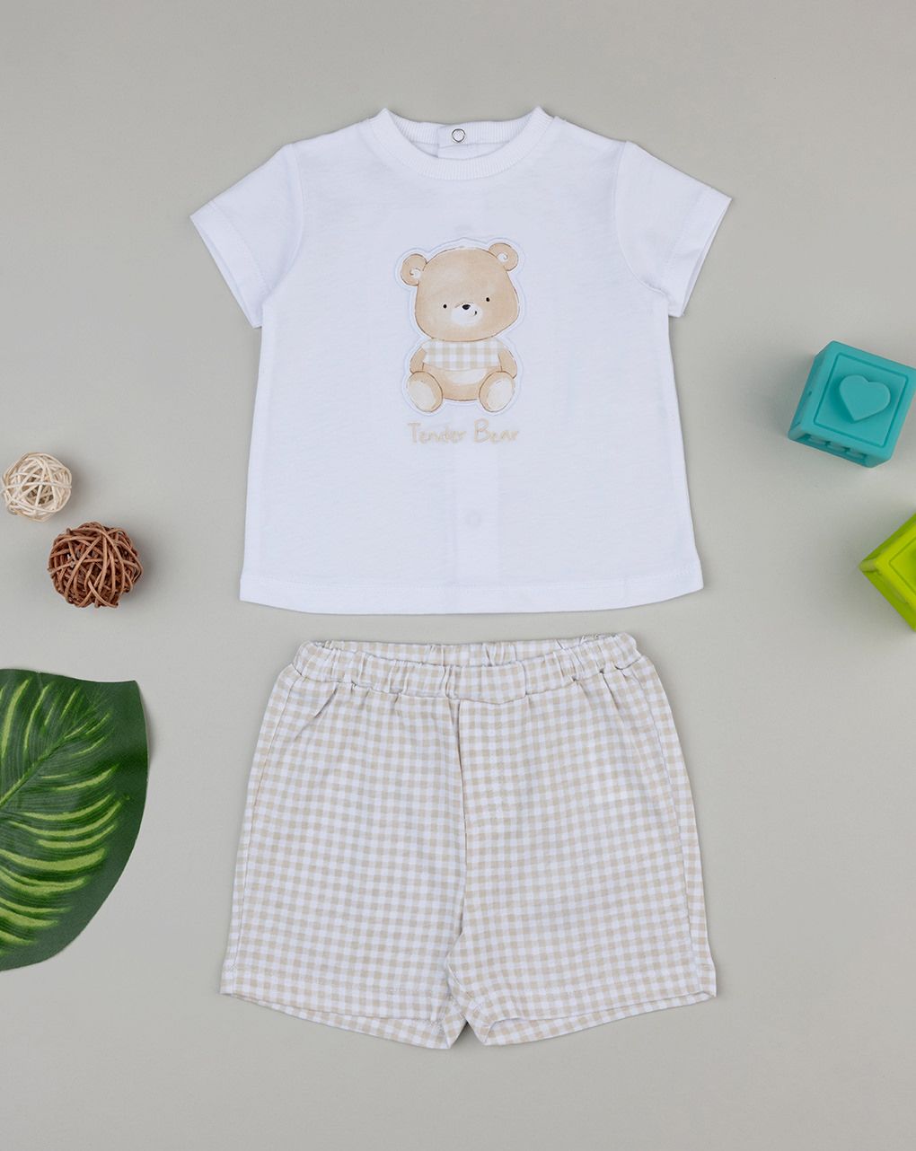 βρεφικό σετ t-shirt και σορτσάκι tender bear για αγόρι