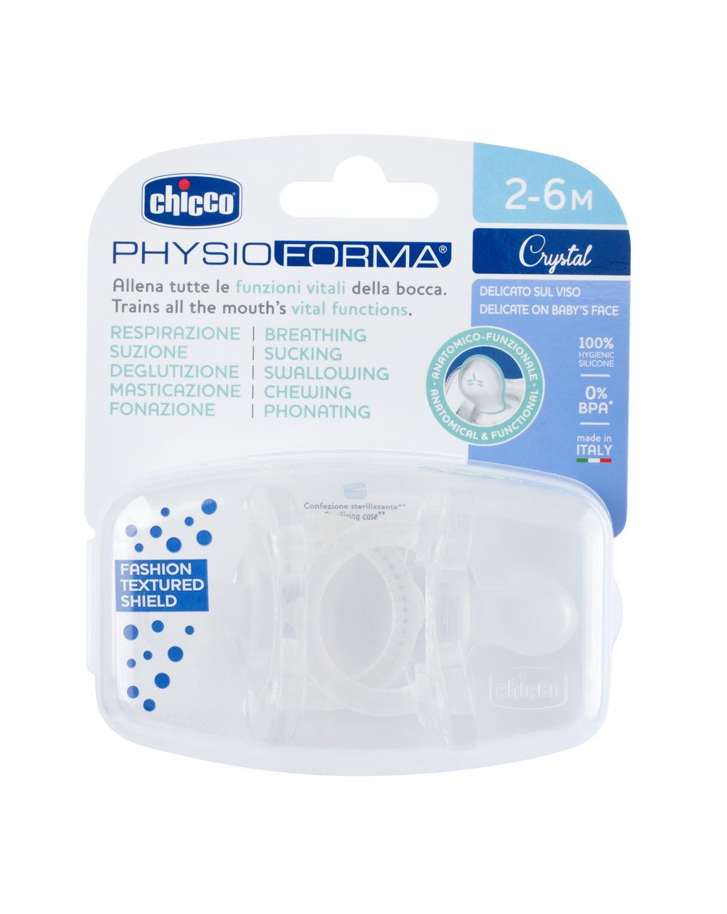 Chicco gommotto crystal πιπίλες σιλικόνης 2τμχ 2-6 μηνών - Chicco