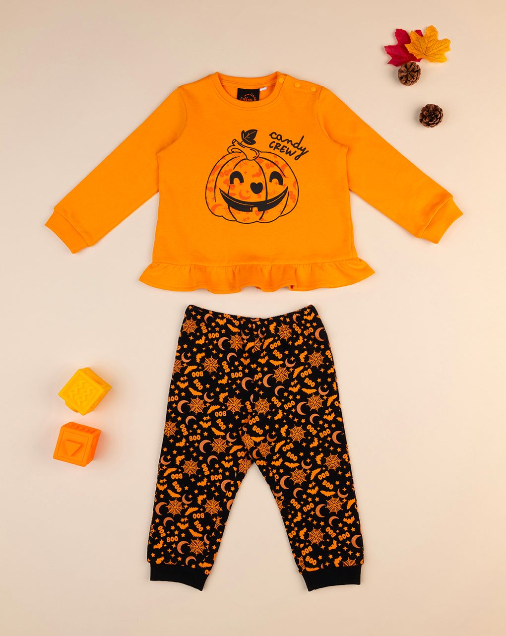παιδική πιτζάμα halloween πορτοκαλί/ μαύρη για αγόρι