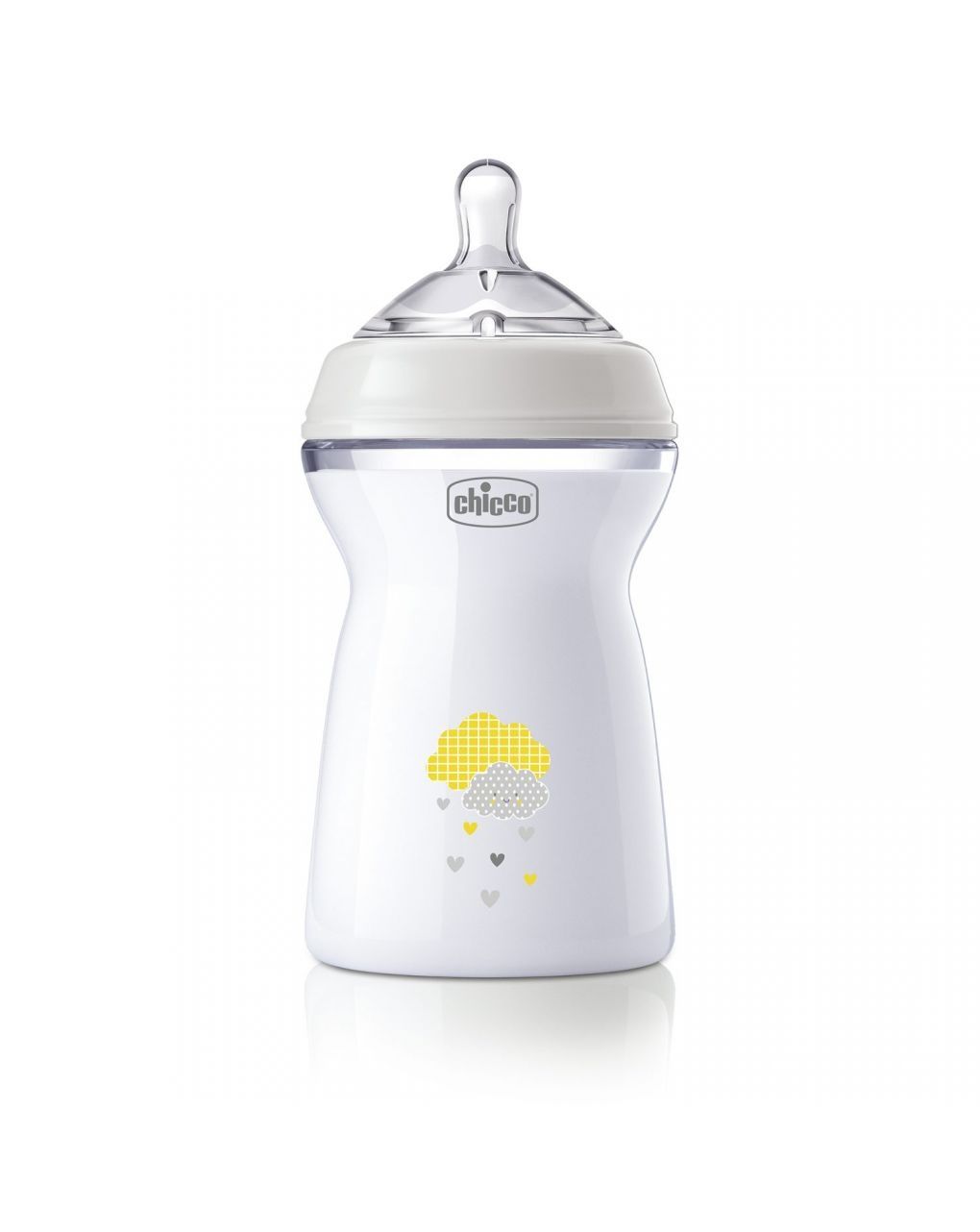 Chicco naturalfeeling πλαστικό μπιμπερό με θηλή γρήγορης ροής 6+ μηνών 330ml clouds