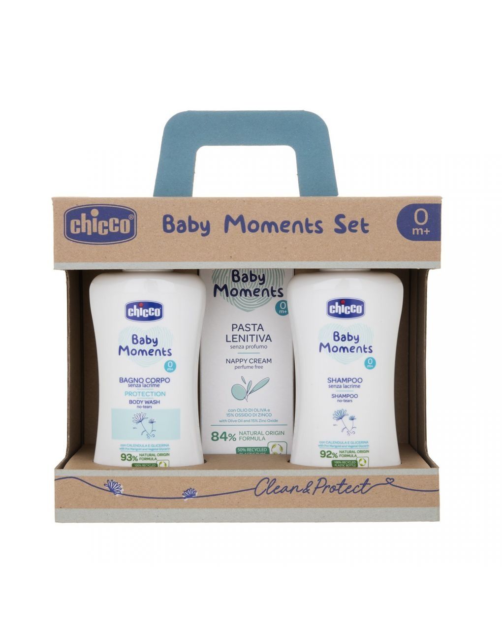 Chicco baby moments σετ βρεφικής περιποίησης με αφρόλουτρο, σαμπουάν και καταπραϋντική κρέμα αλλαγής πάνας