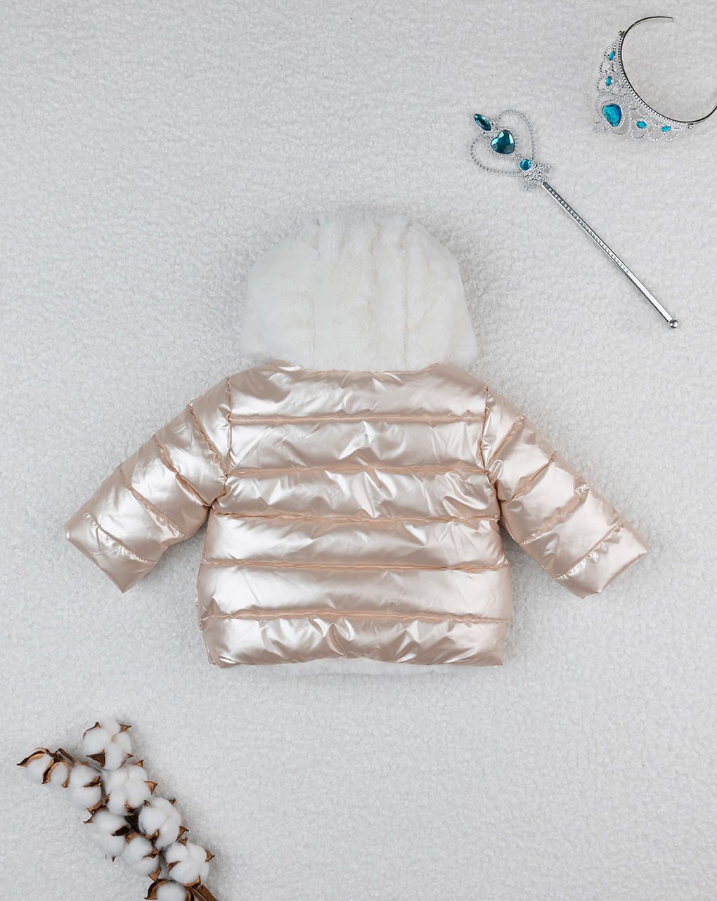 βρεφικό μπουφάν puffer χρυσό metallic για κορίτσι - Prénatal