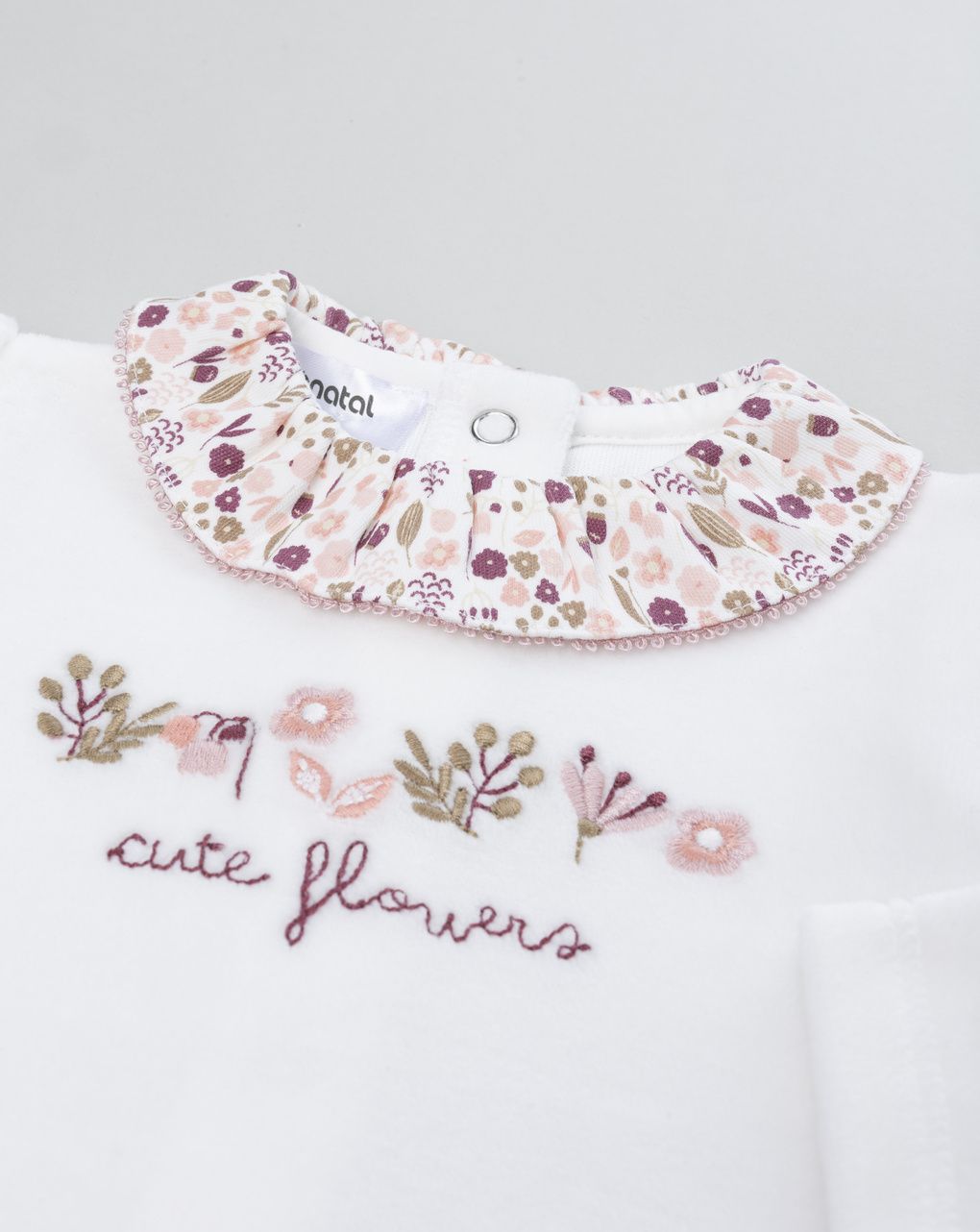 βρεφικό φορμάκι λευκό/καφέ boho flowers για κορίτσι - Prénatal