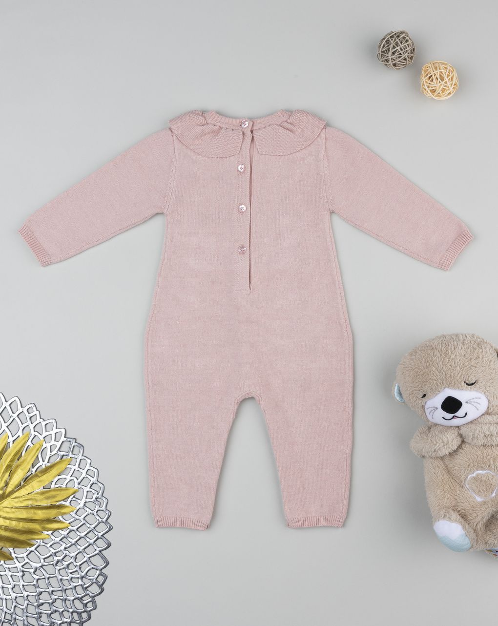 βρεφικό φορμάκι πλεκτό ροζ teddies για κορίτσι - Prénatal