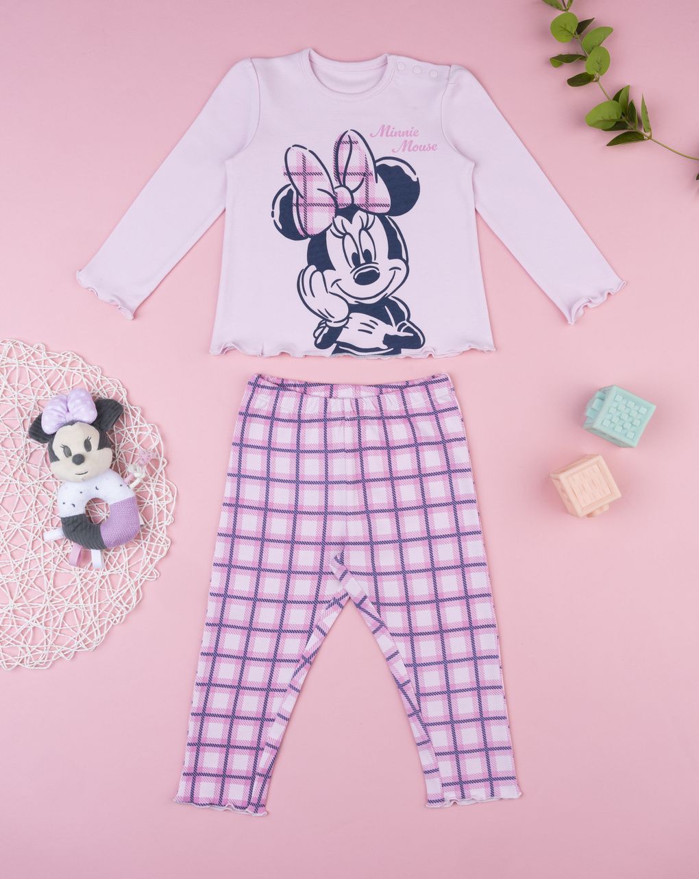 βρεφική πιτζάμα ροζ minnie για κορίτσι