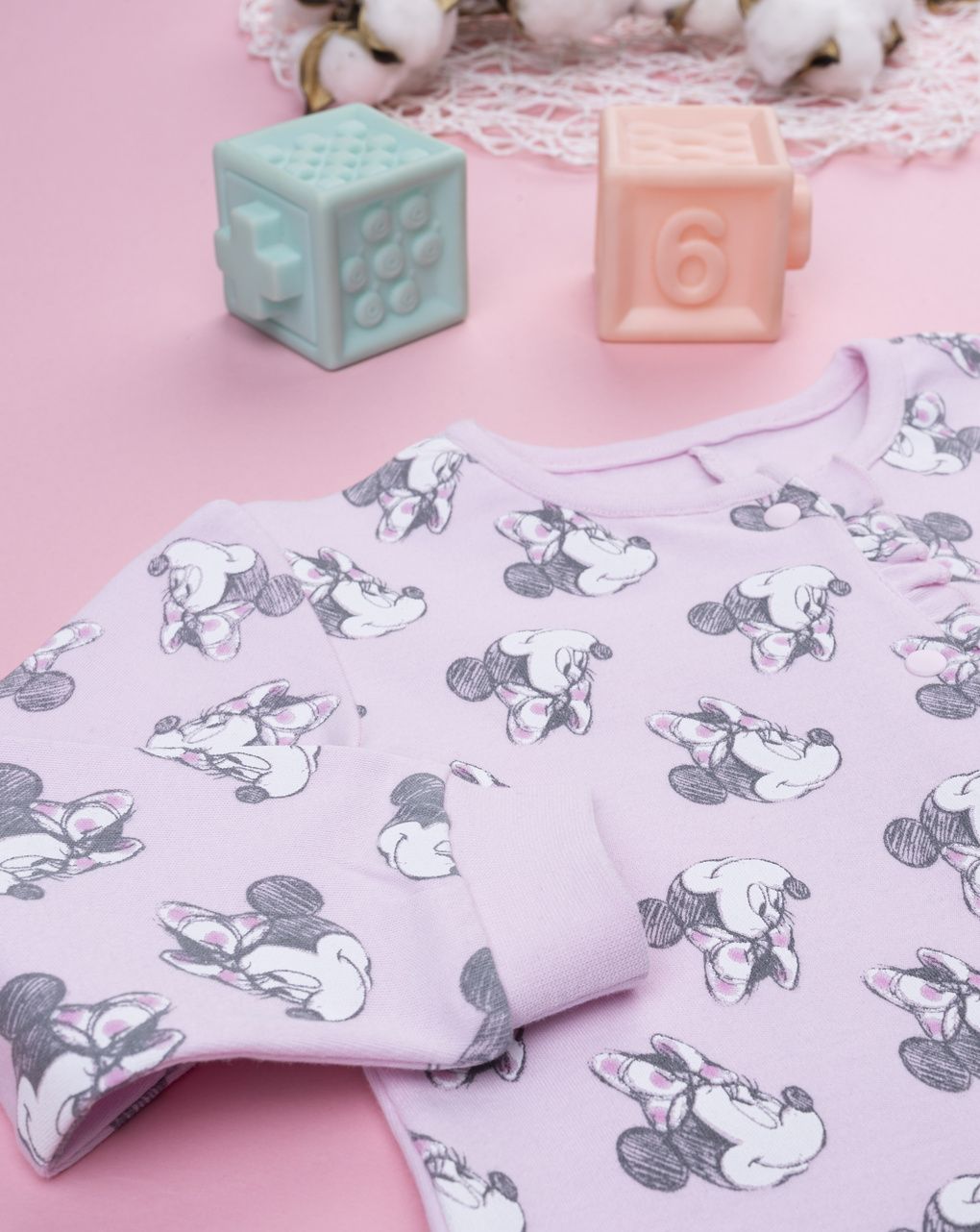 βρεφική ολόσωμη πιτζάμα ροζ disney minnie για κορίτσι - Prénatal