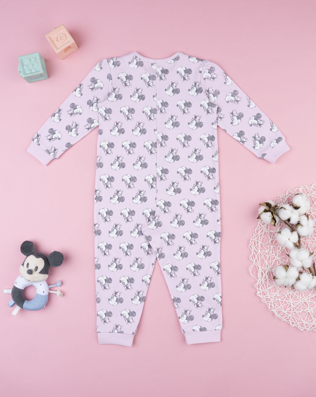 βρεφική ολόσωμη πιτζάμα ροζ disney minnie για κορίτσι - Prénatal