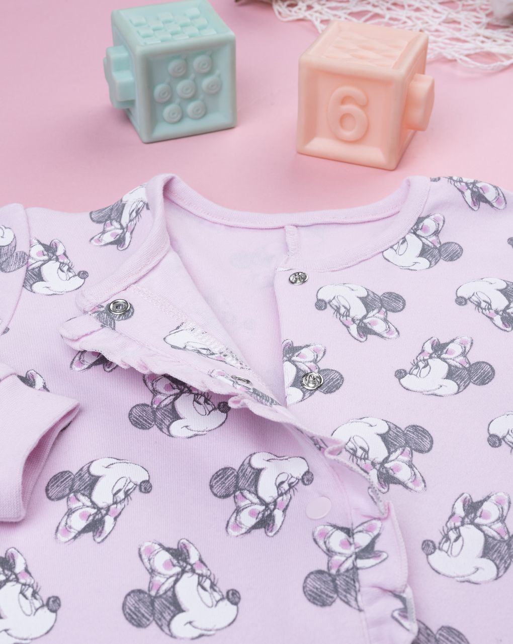 βρεφική ολόσωμη πιτζάμα ροζ disney minnie για κορίτσι - Prénatal