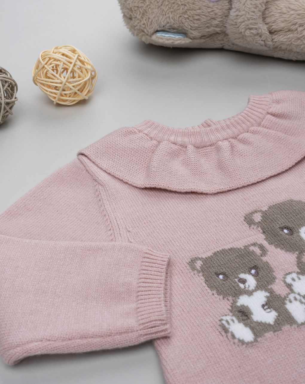 βρεφικό φορμάκι πλεκτό ροζ teddies για κορίτσι - Prénatal