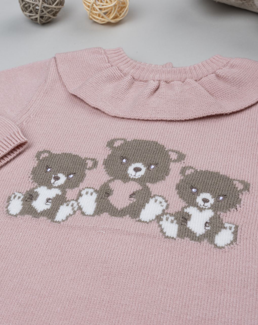 βρεφικό φορμάκι πλεκτό ροζ teddies για κορίτσι - Prénatal