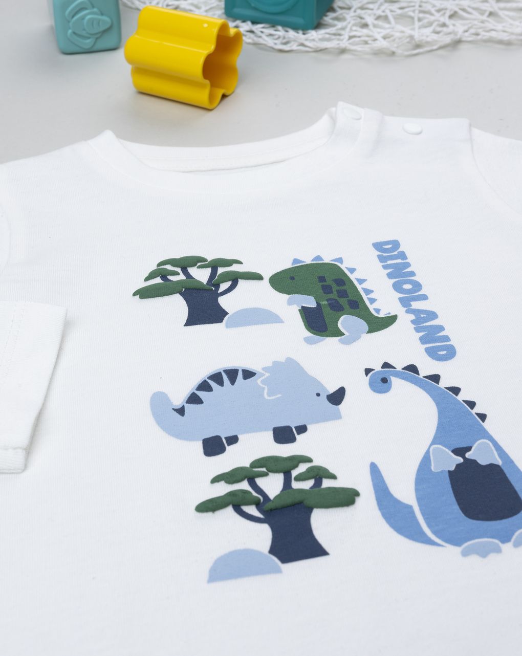 βρεφική μπλούζα λευκή dinoland για αγόρι - Prénatal