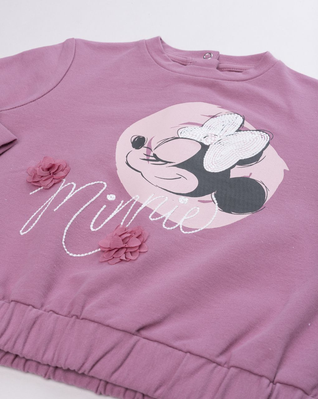 βρεφική μπλούζα φούτερ ροζ με τη minnie για κορίτσι - Prénatal