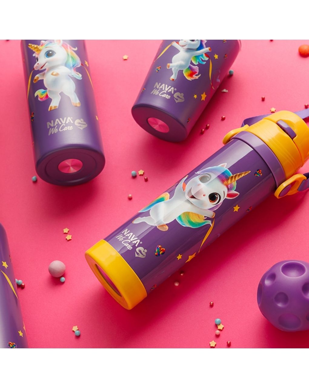 Nava παγούρι θερμός ανοξείδωτο "we care" purple unicorn 500ml 10-001-023 - Nava