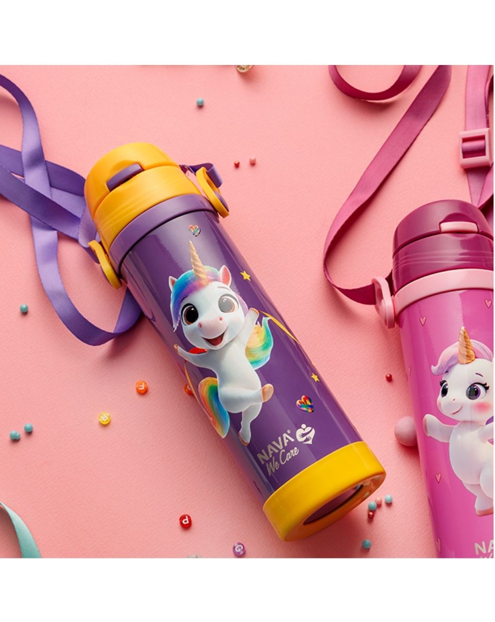 Nava παγούρι θερμός ανοξείδωτο "we care" purple unicorn 500ml 10-001-023 - Nava