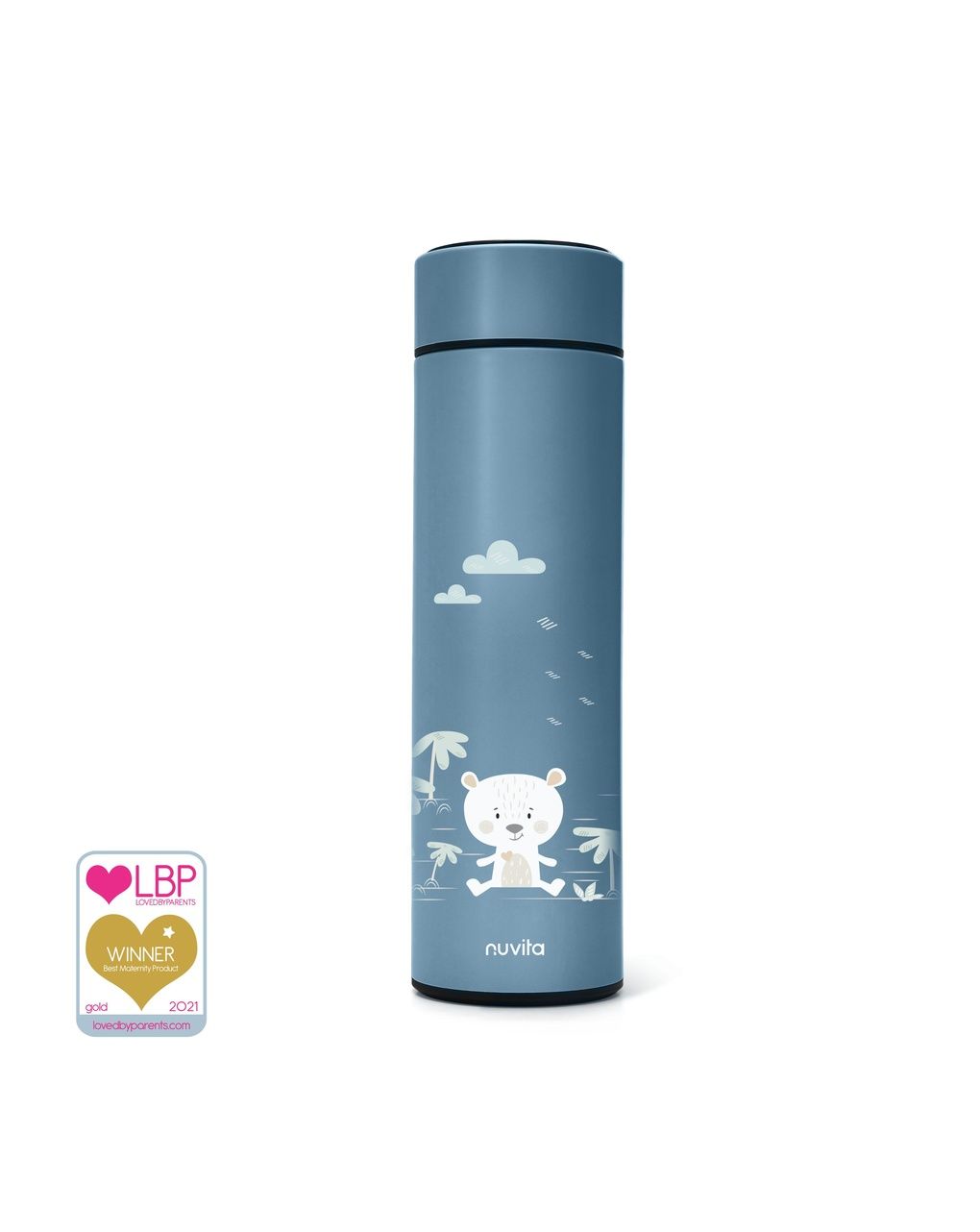 Nuvita θερμός μπουκάλι με ψηφιακό θερμόμετρο led 500ml powder blue 4455