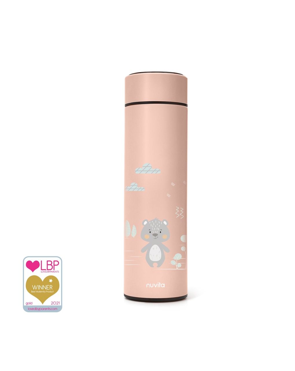 Nuvita θερμός μπουκάλι με ψηφιακό θερμόμετρο led 500ml english rose 4455 - Nuvita