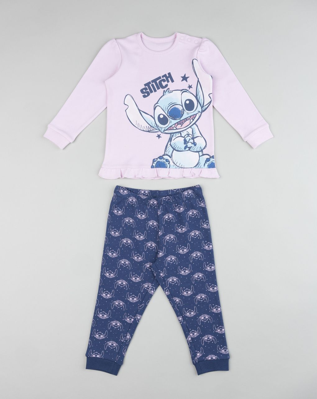 βρεφική πιτζάμα ροζ/μπλε stitch για κορίτσι