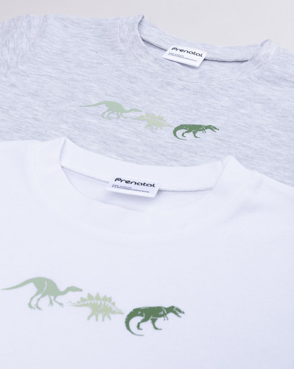 παιδικά φανελάκια λευκά/γκρι πακέτο x2 dino για αγόρι - Prénatal